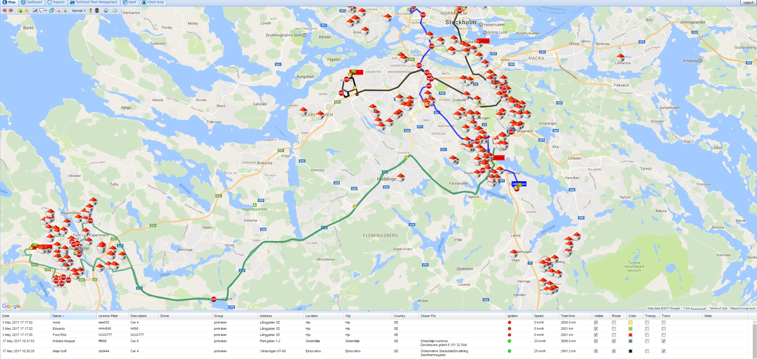 Avancerad fleetmanagement, förbättrade logistik med gps sändare